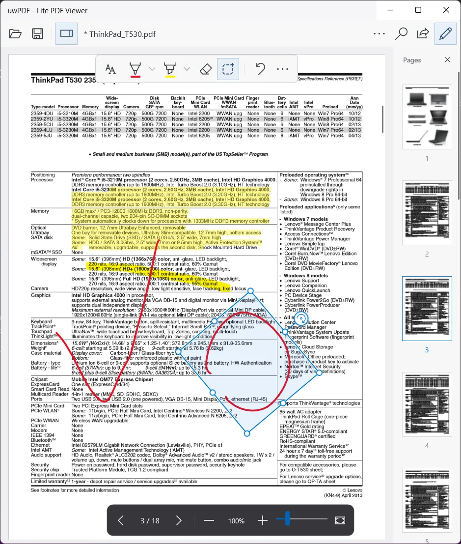 PDF 中的文字高亮、手写笔迹与套索旋转控件